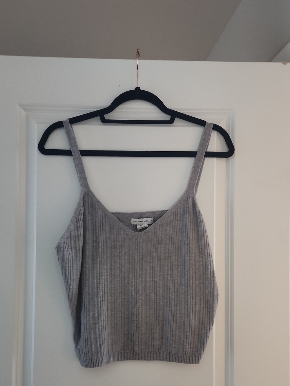 Cupcakes And Cashmere Ribbed V-Neck Knit Tank Top - Gray
